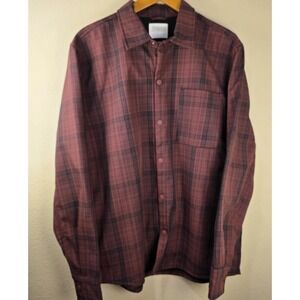 Stylus Men's Burgundy‎ Black Plaid Lined Shirt Jacket Coat Large NWOT